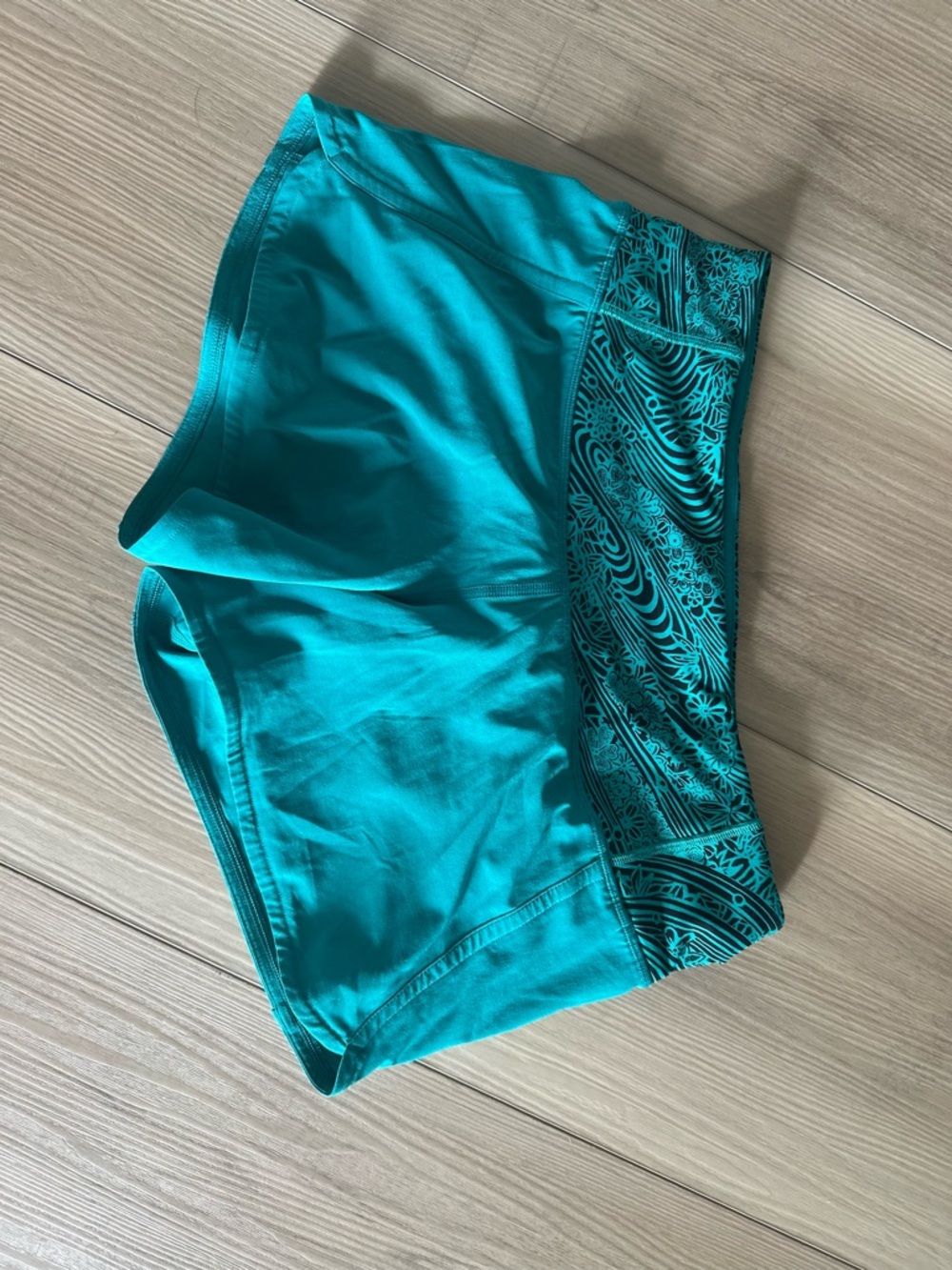 lululemon athletica Teal Athletic Shorts with Patterned Waistband